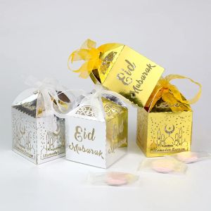 10pcs Eid Mubarak Candy Box Favor Box Ramadan Kareem Boîtes-cadeaux Islamic Muslim Festival Happy Al-Fitr Eid Event Party Party Supplies