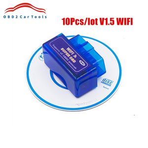 10PCS ELM327 V1.5 WIFI OBD2 Scanner WiFi ELM 327 v1.5 Ondersteuning Android IOS -auto Diagnostische tool OBD II Code Reader OBD Scan Tool