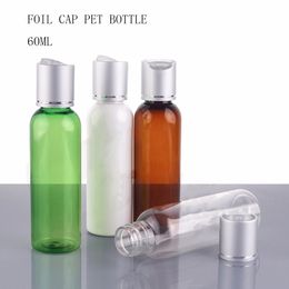 10 Stks Lege Plastic Flessen Cosmetische Container Disk Top Cap Zilver Folie Hervulbare Lotion Verpakking Shampoo Fles 60ml