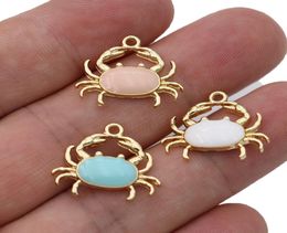 10 -sten email Gold kleur roze krab charme hanger voor sieraden maken armband ketting diy oorbellen accessoires Craft7644048