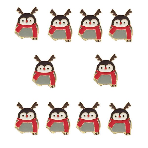 10 Uds. Pin esmaltado encantador pingüino de dibujos animados broches Collar camisa Cloches accesorios joyería regalos