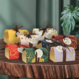 Emballage cadeau Boîte-cadeau à motif bronzant Papier kraft Boîtes d'emballage de bonbons de Noël Boîtes de cadeaux de mariage Fournitures de fête