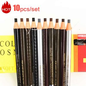 10pcs Cosmetics au crayon à sourcils pour maquillage teinté imperméable microblading bon marché brun noir disponible en gros de beauté naturelle