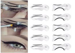 10pcs eyeliner pochoir chat œil poisson tail tail double aile eyeliner modèle de pochoir modèle outils de mise en forme des sourcils