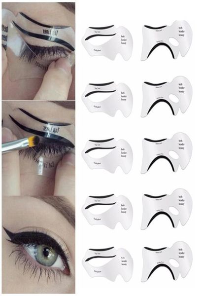 10 pièces Eyeliner pochoir oeil de chat queue de poisson Double aile Eyeliner pochoir modèles modèle outils de mise en forme sourcils modèle carte Diy8901628