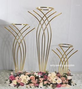 10 -st fabriek hele bruiloft hoge metalen tafel middelpunt staat bloem vaas stand gouden kolom decoratie12376376