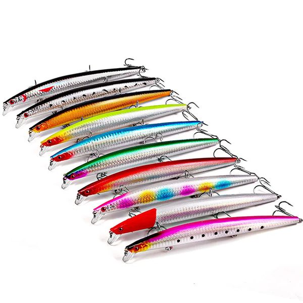 10 unids cebo falso duro minnow crankbait señuelos de pesca conjunto de wobbler para lucio trolling aparejos de pesca 18 cm 24 g kit de cebo artificial 240314