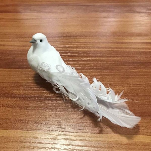 10pcs faux oiseau, colombes blanches plumes de mousse artificielles oiseaux avec clip, décoration de pigeons pour mariage, Noël, maison 210408
