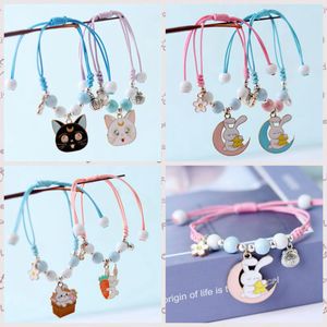 10 Uds. Pulsera de flores de conejo de dibujos animados encantadores a la moda para estudiantes, mejores amigos, regalos de joyería para niños