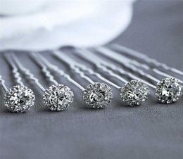 10 piezas de moda Boda de la boda de la perla nupcial Cristal Clear Crinestone Pins Clips Clips Bridesmaid Pea Hair Jewellry Accesorios para el cabello H09346129