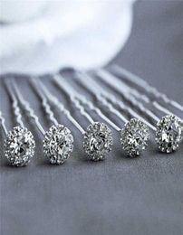 10pcs Fashion Wedding Bridal Pearl Flower Clear Crystal Righestone Hair épingles Clips Bridesmaid Fearsear Bijoux Accessoires de cheveux H06039649