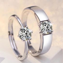 10 piezas Favor J152 S925 anillos de pareja de plata esterlina con diamante moda Simple circón par anillo joyería regalo del Día de San Valentín