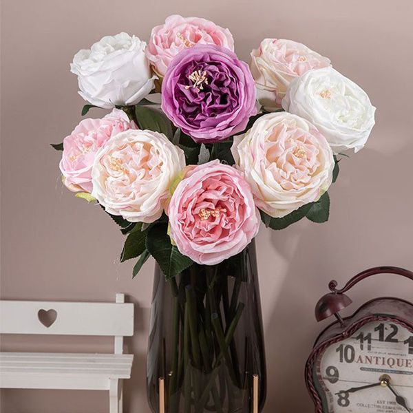 10 pièces sentir Latex Austin Rose hydratant pivoine vraie touche fleurs artificielles mariée Bouquet mariage fleur Arrangement décor à la maison