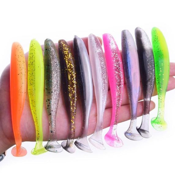 10 piezas de pesca señora Jigging wobblers 95 mm 75 mm 50 mm shad ttail cebo suave aritificial silicona señuelos de lápices de pescado de lustaje de lema 7142531