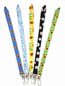 10pcs fleur chrysanthème tournesol lanière pour clés téléphone portable sangle ID porte-badge corde porte-clés breloques bricolage porte-clés accessoires