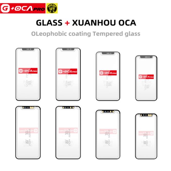 10pcs G + OCA Trou d'origine 1: 1 pour iPhone 12 13 11 14 Plus Pro Max Mini XS XR MAX Glass + OCA LCD Touch Lens Remplacements