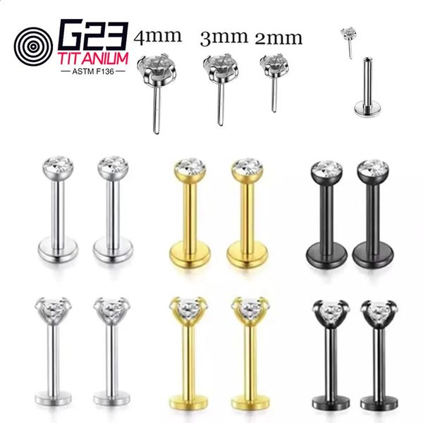 10 Uds G23 ASTM 36 CZ Piercing labio nariz Stud anillo Labret pendientes Set Tragus libre espiral cartílago joyería para mujeres 240130