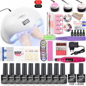 10 -st gel nagellak set manicure set UV lamp droger acryl nagelkit UV Extension gel elektrische manicure boor kunstgereedschap