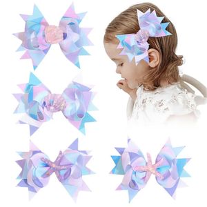 10pcs Girls Bow Hair Clips Cartoon Flash Bow Burnpin Marine Starfish Element Webbing for Childrens Accesorios para el cabello 240516