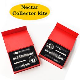 10 stuks Glazen Oliebrander Pijp 10mm Gezamenlijke Nectar Collectors kit Dab Stro Waterpijpen Tips met Titanium Tip Glazen Waterpijpen Pijpen Booreilanden Wax Tool met Doos