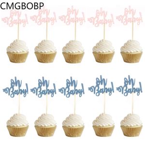 10 stks Glitter Papier Cupcake Toppers Eén Cake Topper 1e Verjaardag Cake Decorating Oh Baby Meisje Jongen Baby Shower Feestartikelen 211216