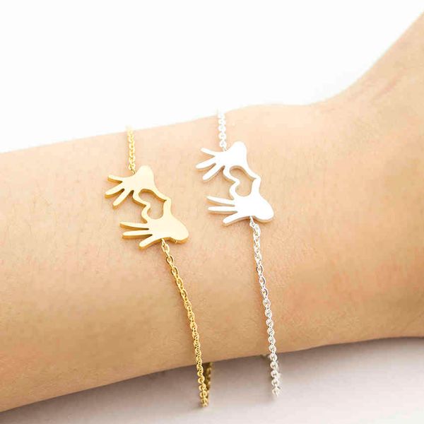 10 piezas de la cadena de oro Fatima Palm Hamsa Pulsera para mujeres Men pareja Hand Lucky Heart Love Friendship Jewelry Amigo amigo