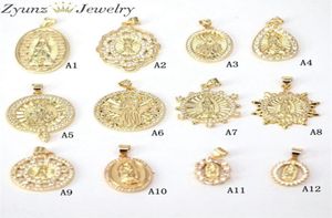 10 pièces couleur or Micro pavé CZ vierge marie jésus pendentif à breloques résultats bijoux 0927235f8681700
