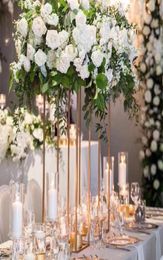 10 pièces or fleur Vase Vases de sol colonne support métal route plomb pièce maîtresse de mariage fleur support pour événement fête décoration 1510404