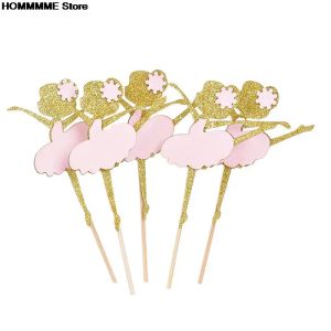 10pcs or paillettes danse fille ballerina cupcake toppers gâteau pics de gâteau pour douche de mariage décorations de fête d'anniversaire de mariée