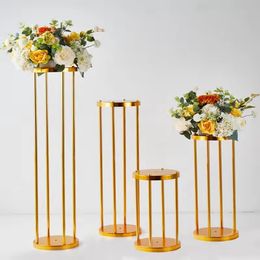 10pcs Gold Metal Flower Stand pour la table de mariage - Stands de vase de sol pour les tête de route Tall Table Top Table Piece pour la fête