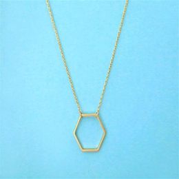10pcs Collier hexagone géométrique en argent doré