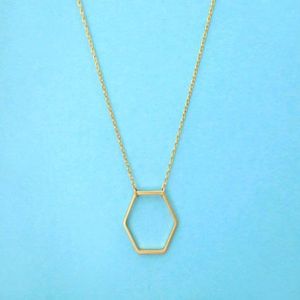 10 Uds. Collar hexagonal geométrico dorado y plateado, collares sexangulares simples, collar hexagonal de colmena de línea abierta, joyería para mujer 237e