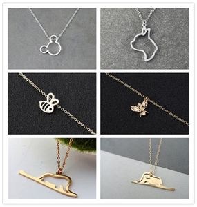 10 pièces or argent miel abeille wapiti cerf oiseau hérisson dinosaure chat tête de chien pendentif chaîne collier Animal tour de cou pour les femmes