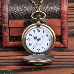 10 Uds. Reloj de bolsillo grande con ojo de gema verde tallado con solapa hueca relojes de bolsillo esmeralda 8063-2-56