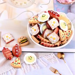 10 stks Handgeschilderde Hars Imitatie Mini Pizzeria Hamburger Flat Back Miniatuur Patroon Applique DIY Scrapbook Craft Decoratie 220329