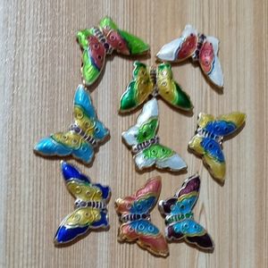 Perles papillon en émail cloisonné coloré, 10 pièces, vente en gros, accessoires ethniques artisanaux traditionnels, matériel de fabrication de bijoux à faire soi-même