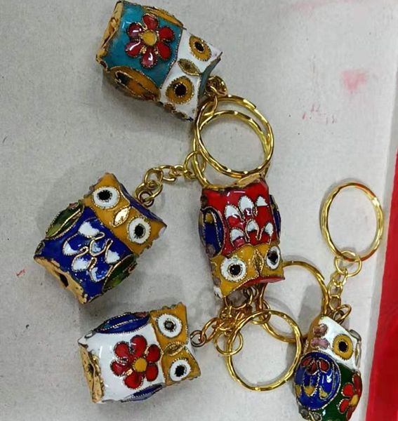 10 pcs Main Cloisonné Émail Filigrane Coloré Hibou Porte-clés Charmes Porte-clés Traditionnel Chinois Artisanat Animal Porte-clés Dames Bijoux