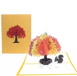 10 pièces fait à la main Kirigami Origami chêne écureuil 3D cartes de voeux carte d'invitation pour noël mariage fête d'anniversaire cadeau