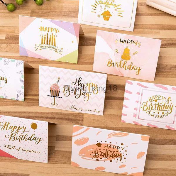 10 pièces cartes d'anniversaire joyeux coloré carte de papier plié Invitation de fête contenu personnalisé blanc à l'intérieur de voeux LST230831