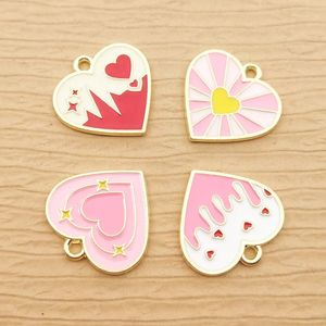 10 stks hartcharme voor sieraden maken email hanger diy vaartuig levert metalen materialen ketting armband accessoires 240408