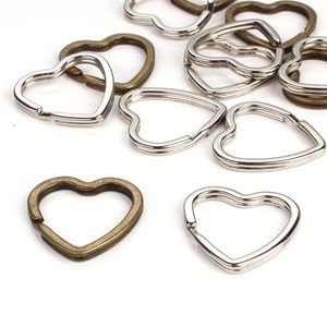 10 pièces coeur Rhodium acier anneau fendu pêche leurre fendu porte-clés anneau connecteur porte-clés porte-clés pour bricolage porte-clés accessoires