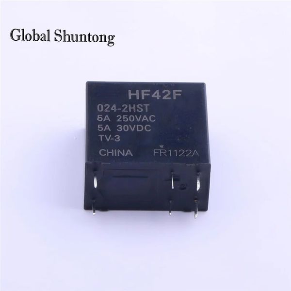 10pcs HF42F 024-2HST Reemplaza de FTR-F4AK024T F4AK024T 24V DC 5A 250VAC 5A 30VDC Relé de potencia 2 Pole 5A TV-3 HF42F-024-2HST 24030307