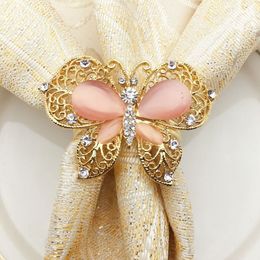 10 Uds. Servilletero de mariposa de alta gama, hebilla de aleación de diamante para servilleta, decoración para banquete y boda, 208s