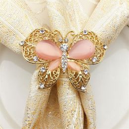 10 Uds. Servilletero de mariposa de alta gama, hebilla de aleación de diamante para servilleta, decoración para banquete y boda, 228C