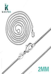 10 pièces de haute qualité 2MM boîte en argent chaîne collier pour enfants enfants garçon filles femmes hommes argent bijoux de mode 2019 KASANIER5647188