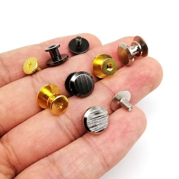 10pcs en laiton de haute qualité cuivre à vis plate à vis à vis Chicago vis à ongle arrière rivet rivet pour sac d'artisanat en cuir bracelet de ceinture inférieure