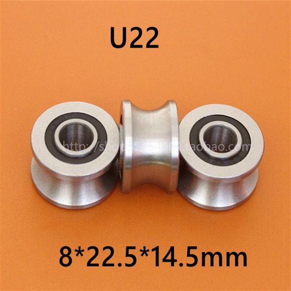 10 Uds. Rodamientos de polea de ranura U22 ABEC-5 de alta calidad de 8mm V 8 22 5 14 5 13 5 mm rodamiento de bolas de rueda de rodillo de ranura en U 223a