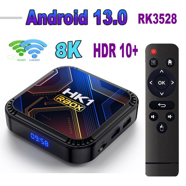 14PCS HK1 RBOX K8S Android 13 TV Box Rockchip RK3528 4 Go 64 Go 32 Go 2GB16 Go Media Player 2.4g 5G WiFi BT4.0 100m 8K OTA