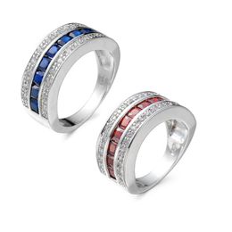Bruiloft sieraden ring luckyshine 925 zilveren ringen blauw zirkoon 10 stks mode mannen vrouwen ringen gratis verzending