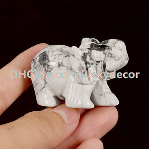 10 stks Howlite Crystal Lucky Elephant Reiki Infused White Turquoise Gemstone Carving Elephant Sculpture Animal Spirit Steen Metafysical Gift